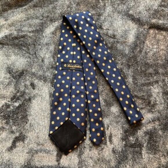 Brooks Brothers Makers 100% Italian Silk Tie Navy Blue w/ Flowers Made in USA - Picture 2 of 7